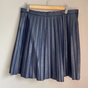 JCrew navy faux leather pleated skirt